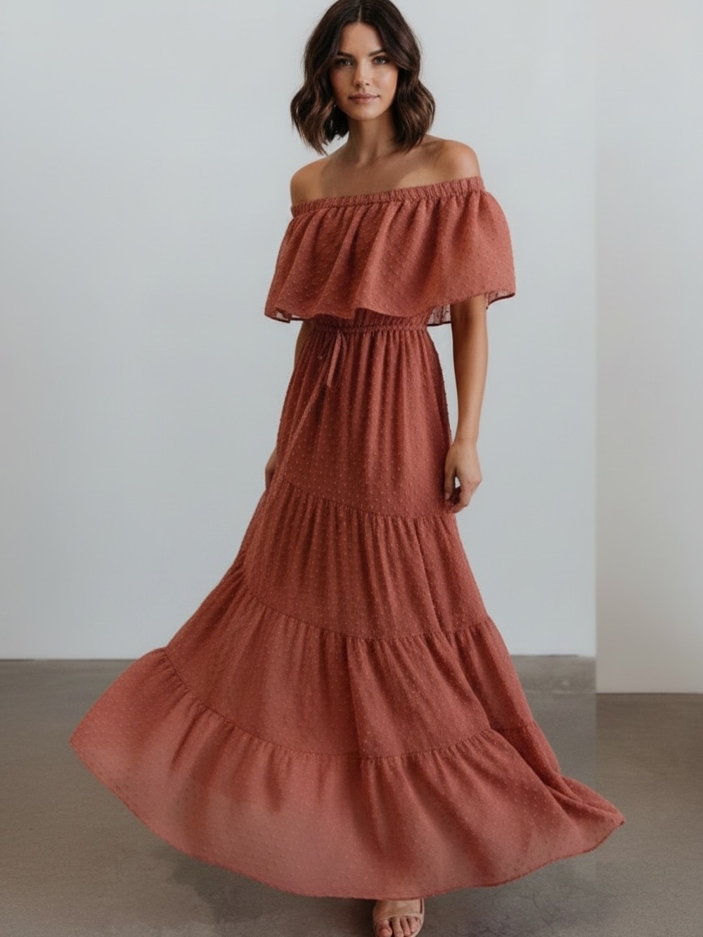 Baltic Born Romantic Tiered Maxi Dress in Dusty Rose Size XL
